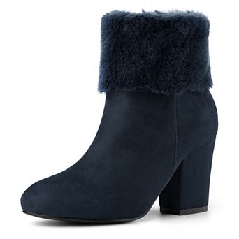 Women's Faux Fur Block Heel Snow Ankle Boots