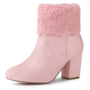 Women's Faux Fur Block Heel Snow Ankle Boots