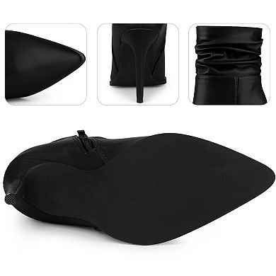Slouch Pointed Toe Stiletto Heel Ankle Bootie Dressy Boots for Women