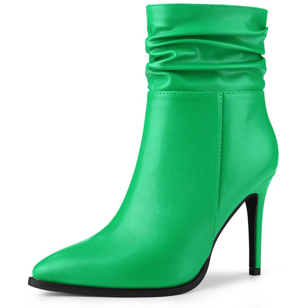 Point Toe Block Heels Slouch Boots