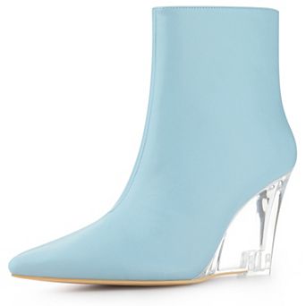 Women's Clear Heel Pointed Toe Wedge Heels Ankle Boots