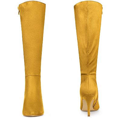 Pointed Toe Side Zip Stiletto Heel Tall Boot Thigh Knee High Boots for Women