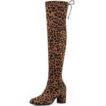 Round Toe Chunky Heel Over the Knee Boots for Women