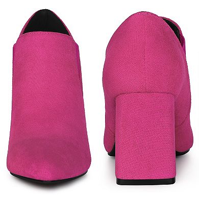 Pointy Toe Slip on Chunky Heels Chelsea Ankle Booties for Women