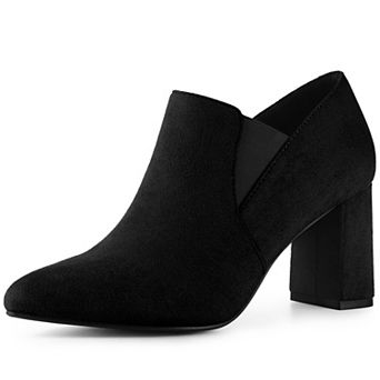 Pointy Toe Slip on Chunky Heels Chelsea Ankle Booties for Women