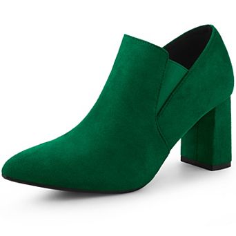 Pointy Toe Slip on Chunky Heels Chelsea Ankle Booties for Women