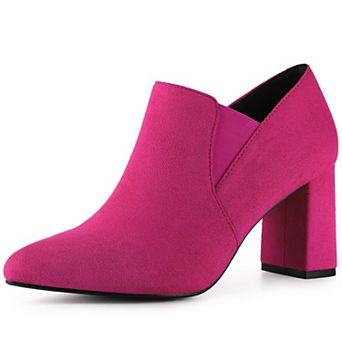 Pointy Toe Slip on Chunky Heels Chelsea Ankle Booties for Women