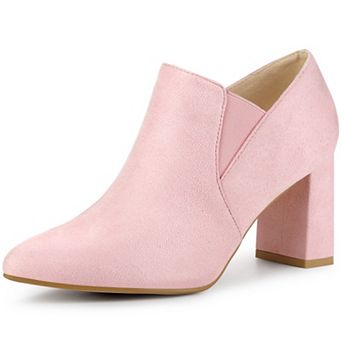 Pointy Toe Slip on Chunky Heels Chelsea Ankle Booties for Women