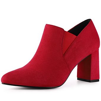 Pointy Toe Slip on Chunky Heels Chelsea Ankle Booties for Women