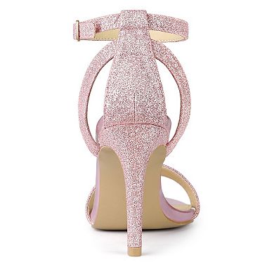 Women's Glitter Ankle Strap Stiletto High Heel Sandals