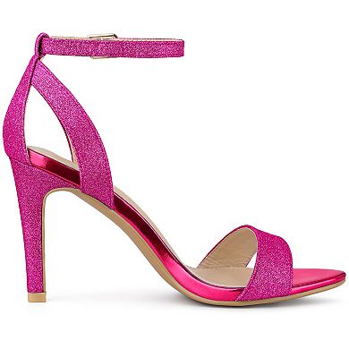 Women's Glitter Ankle Strap Stiletto High Heel Sandals