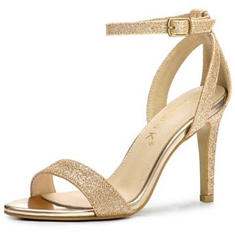 Women's Glitter Ankle Strap Stiletto High Heel Sandals