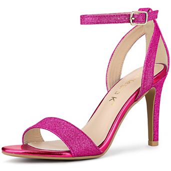 Women's Glitter Ankle Strap Stiletto High Heel Sandals