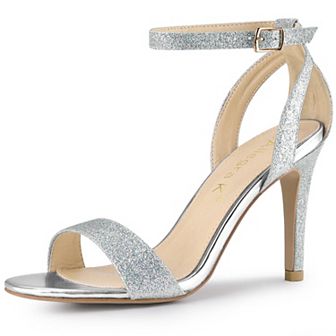 Women's Glitter Ankle Strap Stiletto High Heel Sandals