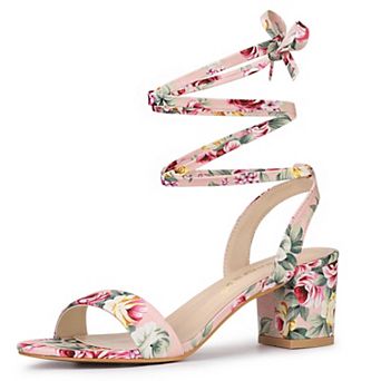 Women's Block Heel Sandals Lace Up Heels