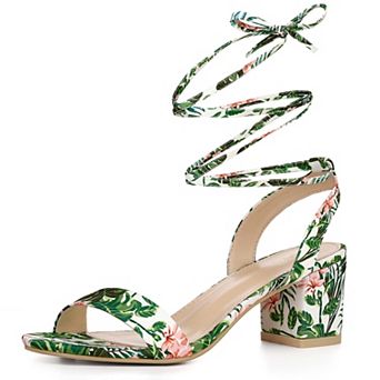 Women's Block Heel Sandals Lace Up Heels