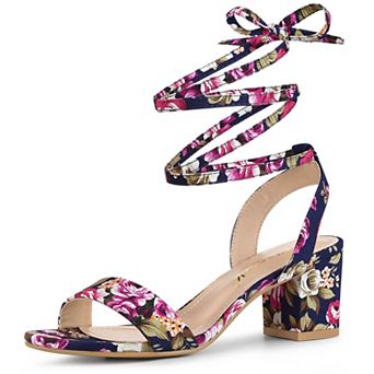 Women's Block Heel Sandals Lace Up Heels