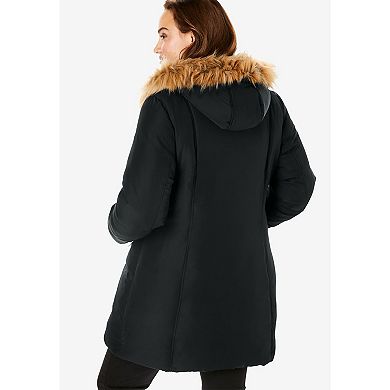 Roaman's Women's Plus Size Plus Size Double Layer Puffer Coat