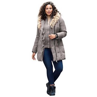 Roaman's Women's Plus Size Double Layer Puffer Coat