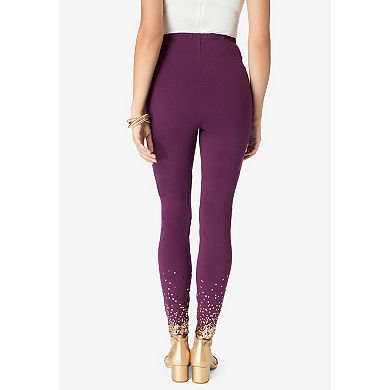 Roaman's Women's Plus Size Embellished Leggings