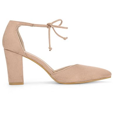 Women's Ankle Tie Point Toe Dress Pumps