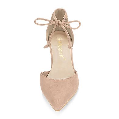 Women's Ankle Tie Point Toe Dress Pumps