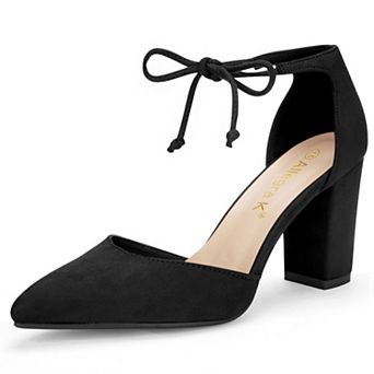 Women's Ankle Tie Point Toe Dress Pumps