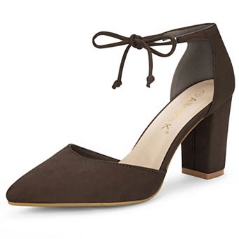 Women's Ankle Tie Point Toe Dress Pumps