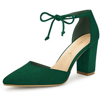 Women's Ankle Tie Point Toe Dress Pumps