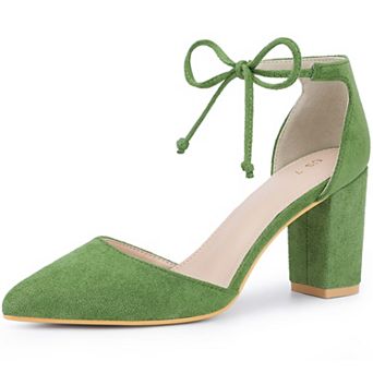 Women's Ankle Tie Point Toe Dress Pumps
