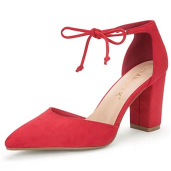 Women's Ankle Tie Point Toe Dress Pumps