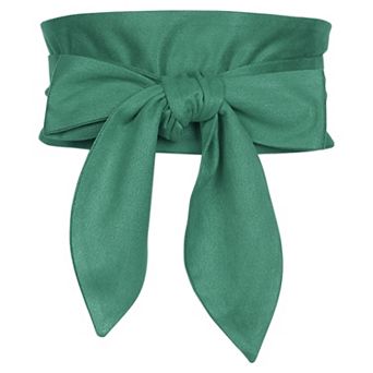 Women Solid Obi Belt, Bowknot Self Tie Wrap Wide Sash Waistband Belt for Dress