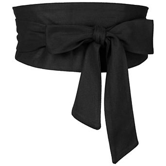 Women Solid Obi Belt, Bowknot Self Tie Wrap Wide Sash Waistband Belt for Dress