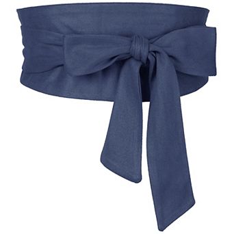 Women Solid Obi Belt, Bowknot Self Tie Wrap Wide Sash Waistband Belt for Dress