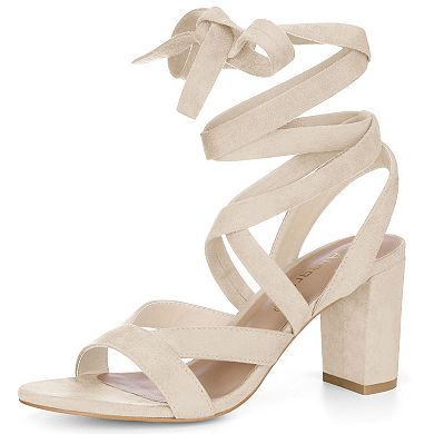 Women's Crisscross Chunky Heel Lace Ups Sandals