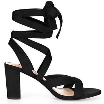 Women's Crisscross Chunky Heel Lace Ups Sandals