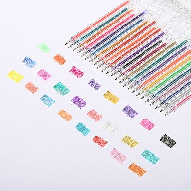 Glitter Gel Pens, 9 Pack Dual Metallic Ink Sparkle Pens 0.6mm Liquid Glitter Iridescent Gel Pen