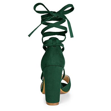 Women's Block Heeled Lace Up Sandals