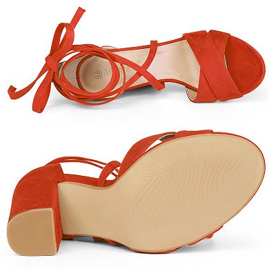 Women's Block Heeled Lace Up Sandals