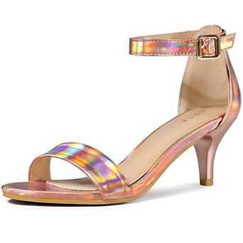 Women Open Toe Kitten Heeled Ankle Strap Sandals