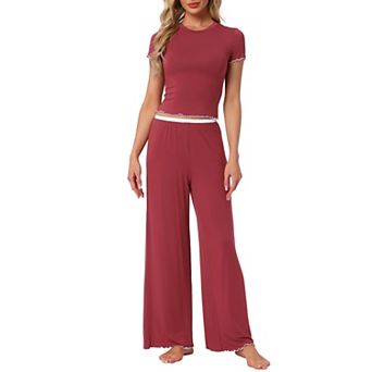 Women's Pajama Sets Ruffled Short Sleeve and Long Pants Lounge Sets 2 pc Soft Pj Set
