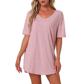 Women's T-shirt Nightgown Soft V Neck Sleepshirts Comfy Oversized Nightshirt Plus Size