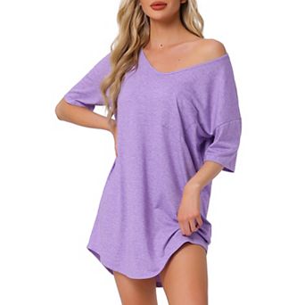 Women's T-shirt Nightgown Soft V Neck Sleepshirts Comfy Oversized Nightshirt Plus Size