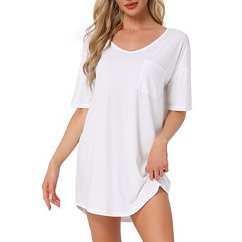 Women's T-shirt Nightgown Soft V Neck Sleepshirts Comfy Oversized Nightshirt Plus Size