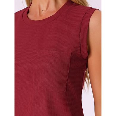 Women's Waffle Knit Casual Outfits V Neck Pajamas Sleeveless Pjs Tank Top with Shorts Lounge Sets