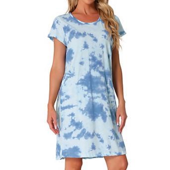 Women's Nightgrown Short Sleeve Tie Dye Sleepdress Stars Moon Sleepwear