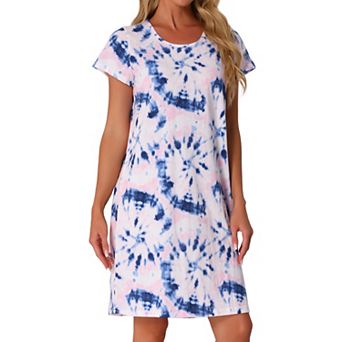 Women's Nightgrown Short Sleeve Tie Dye Sleepdress Stars Moon Sleepwear