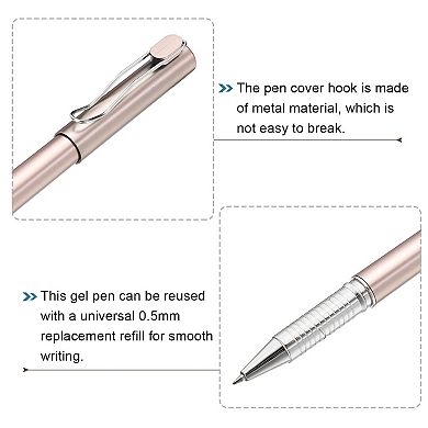 Black Ink Gel Pens, 12 Pack Roller Ball Pens 0.5mm Fine Point Smooth Writing Office Supplies