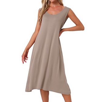 Women's Cotton Long Nightgown Sleeveless Sleepwear Nightshirt Sleep Dress Full Slip Lounge Dress