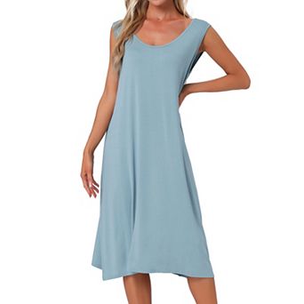 Women's Cotton Long Nightgown Sleeveless Sleepwear Nightshirt Sleep Dress Full Slip Lounge Dress